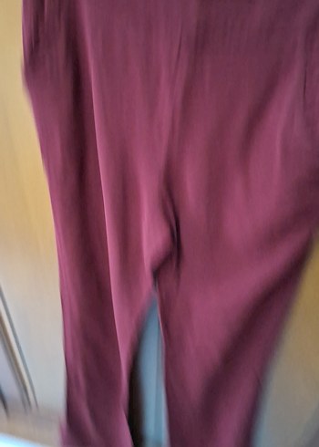 Bordo Kadın Pilili Kumaş Pantolon - Görsel 5