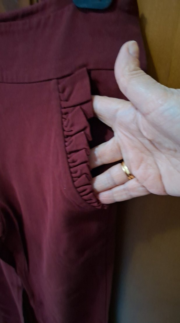 Bordo Kadın Pilili Kumaş Pantolon - Görsel 2