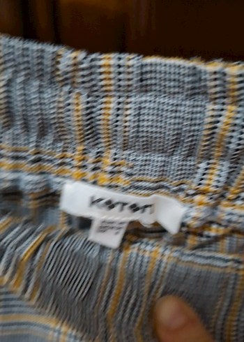 Kadın Gri Regular Fit Ekose Kumaş Pantolon - Görsel 4