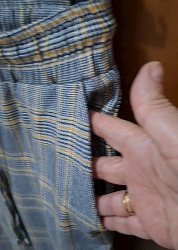 Kadın Gri Regular Fit Ekose Kumaş Pantolon - Görsel 3