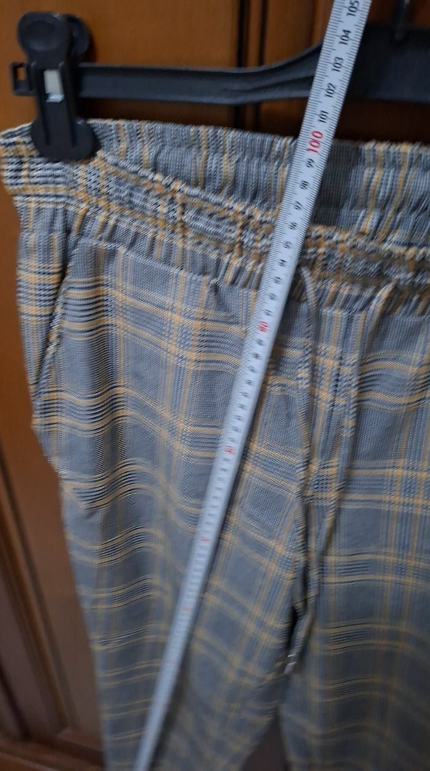 Kadın Gri Regular Fit Ekose Kumaş Pantolon - Görsel 5