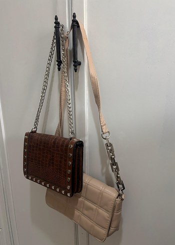Zincir Detaylı Kahverengi Deri Çanta - Görsel 3