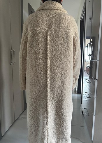 Kadın Bej Uzun Peluş Kaban tedi - Görsel 4