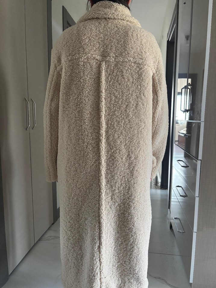 Kadın Bej Uzun Peluş Kaban tedi - Görsel 4