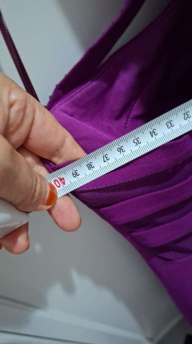 Mor Drapeli Straplez Uzun Kadın Abiye - Görsel 5