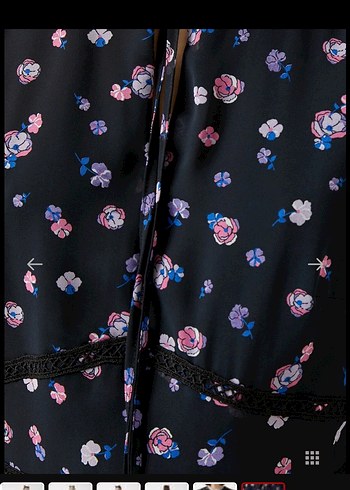 Uzun Siyah Desenli V Yaka Elbise - Görsel 2