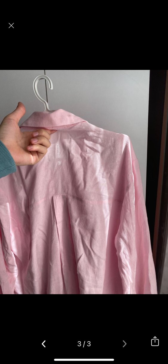 Pembe Düğmeli Kadın Gömlek uzun - Görsel 3