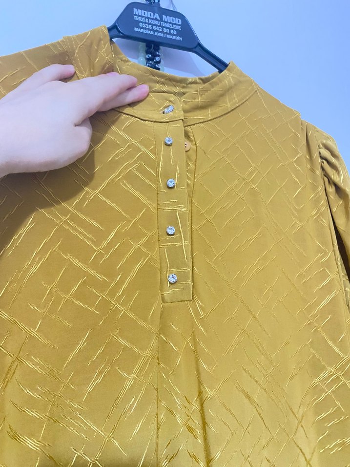 Sarı Bohem Uzun Piliseli Elbise - Görsel 3