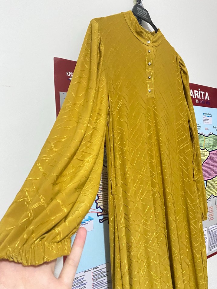 Sarı Bohem Uzun Piliseli Elbise - Görsel 4