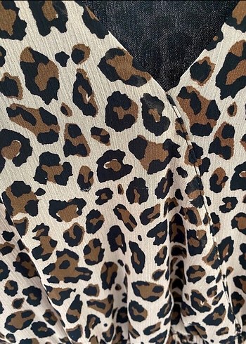 s Beden Leopar Desenli Elbise
