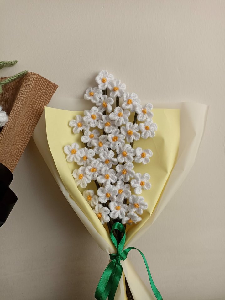 Örgü çiçek buketi papatya - Görsel 3