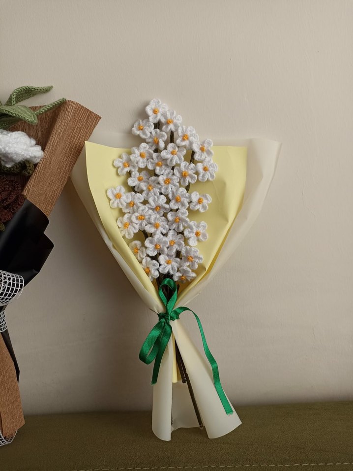 Örgü çiçek buketi papatya - Görsel 2