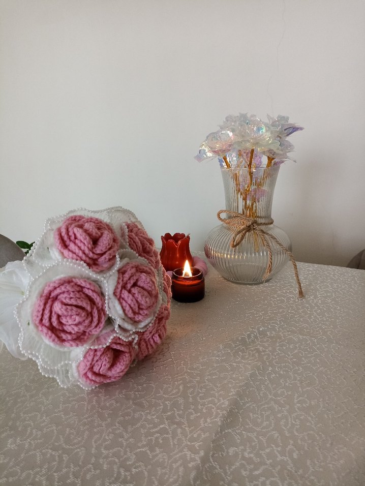 Dantel Detaylı Pembe Gelin Buketi - Görsel 2