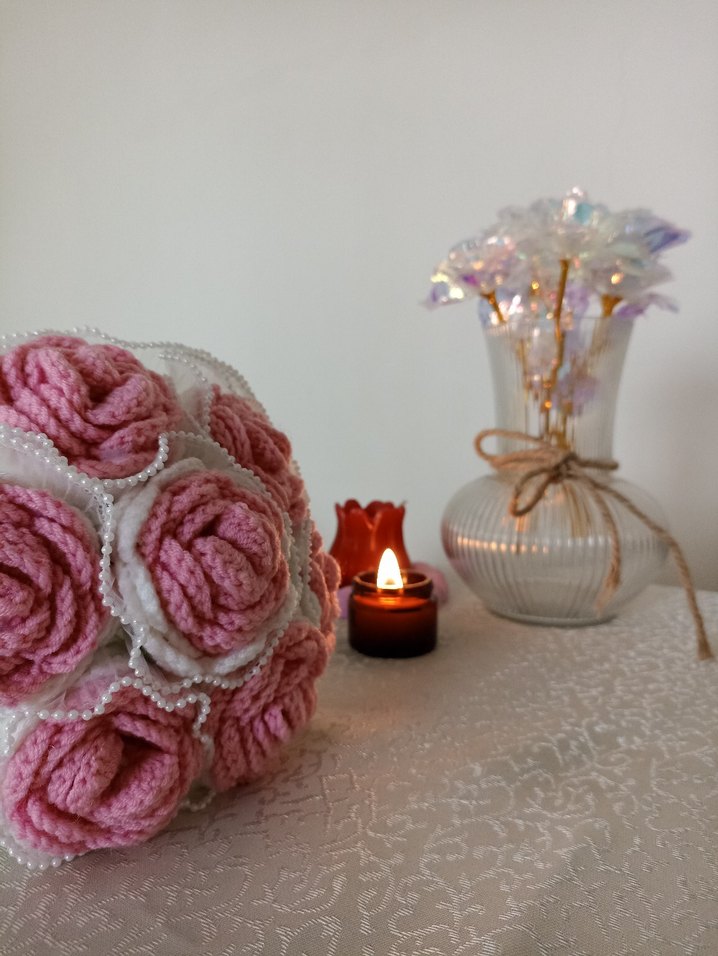 Dantel Detaylı Pembe Gelin Buketi - Görsel 3