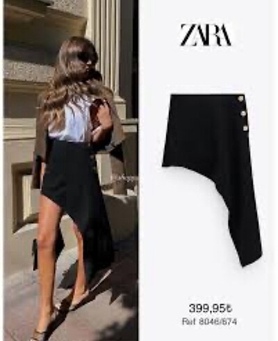 Zara asimetrik mini etek