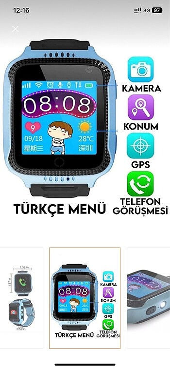  Beden Renk Akıllı çocuk saati