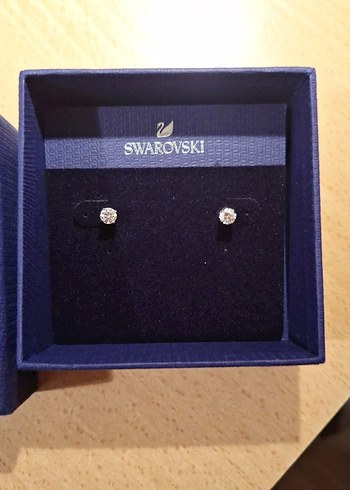 Swarovski Mini Beyaz Taşlı Küpe - Görsel 2