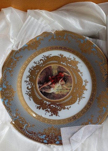 Altın Varaklı Baskili İngiliz porselen pasta tabağı - Görsel 2