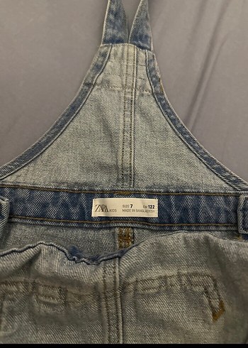 Kızlar İçin Bağcıklı Kot Şort Tulum - Görsel 2