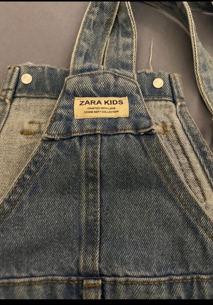 Kızlar İçin Bağcıklı Kot Şort Tulum - Görsel 4