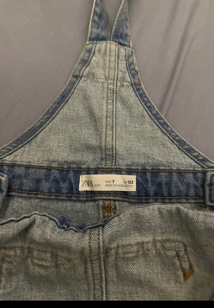 Kızlar İçin Bağcıklı Kot Şort Tulum - Görsel 2