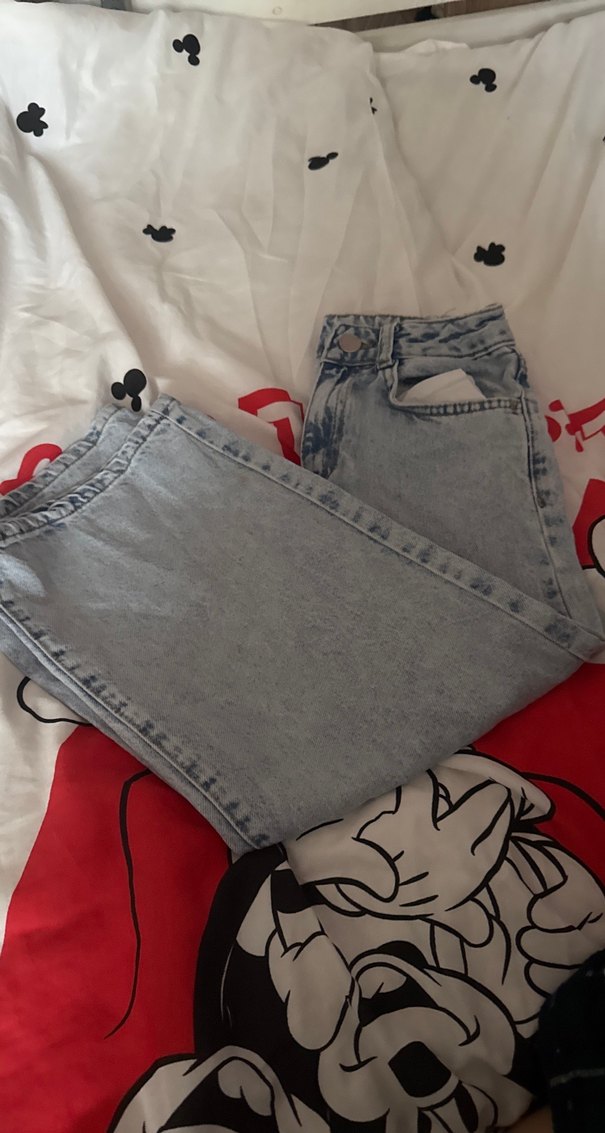 Gri Midi Boy Bol Kesim Kadın Kot Pantolon - Görsel 2