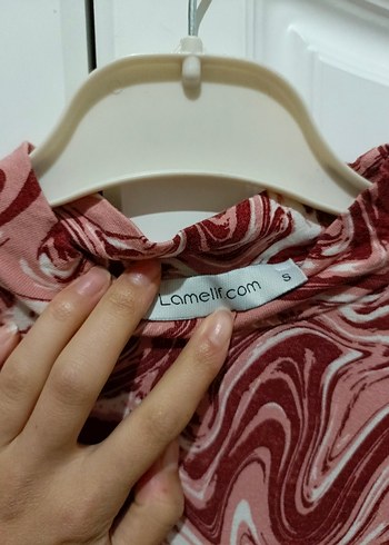 Kırmızı Bağlama Desenli Uzun Kollu Bluz - Görsel 2