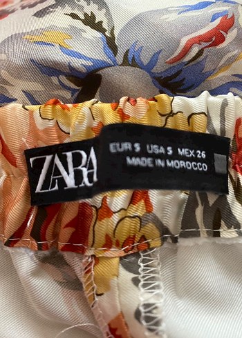 Zara Çiçek Desenli Pilili Bohem Kadın Pantolon - Görsel 2