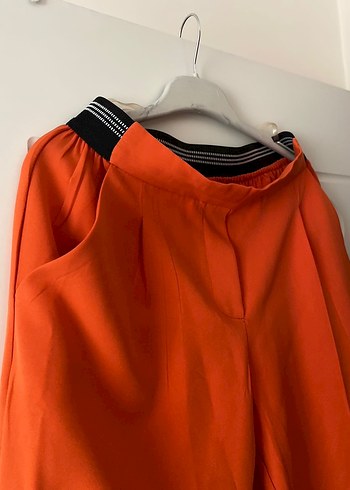 Turuncu Pilili Midi Kadın Kumaş Pantolon - Görsel 3