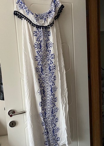 Nakışlı Bohem uzun elbise - Görsel 2