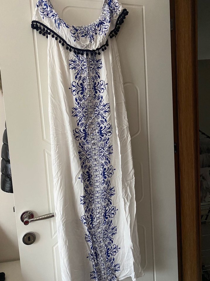 Nakışlı Bohem uzun elbise - Görsel 2