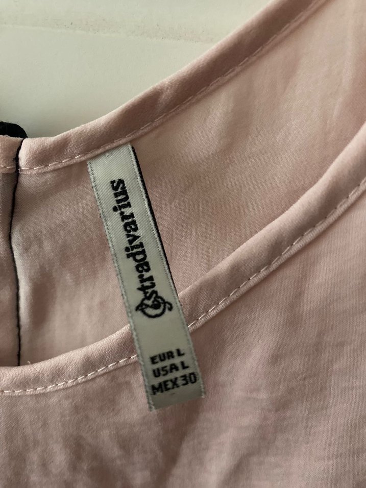 Pudra Pembe Kolsuz V Yakalı Keten Bluz - Görsel 2