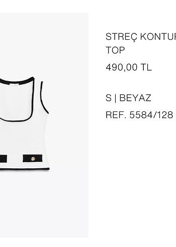 Zara Siyah Detaylı Beyaz Kemerli Kolsuz Üst - Görsel 4