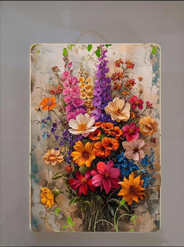 ÇİÇEK TEMALI DİKDÖRTGEN DUVAR TABAKLARI - Görsel 2