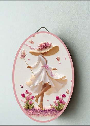 Pastel Renkli Kadın Figürlü Duvar Süsü - Görsel 5