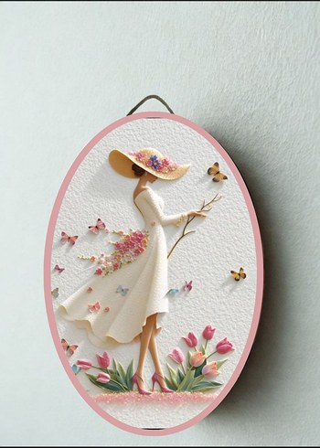 Pastel Renkli Kadın Figürlü Duvar Süsü - Görsel 7