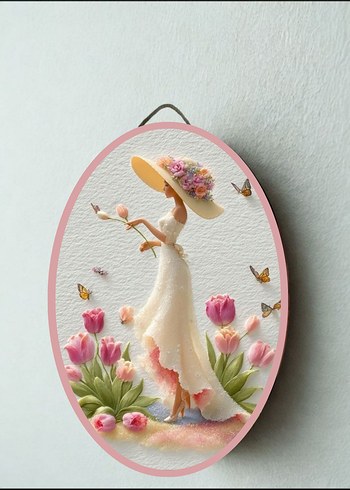 Pastel Renkli Kadın Figürlü Duvar Süsü - Görsel 8