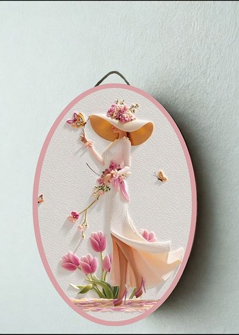 Pastel Renkli Kadın Figürlü Duvar Süsü - Görsel 2