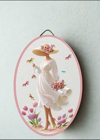 Pastel Renkli Kadın Figürlü Duvar Süsü - Görsel 9