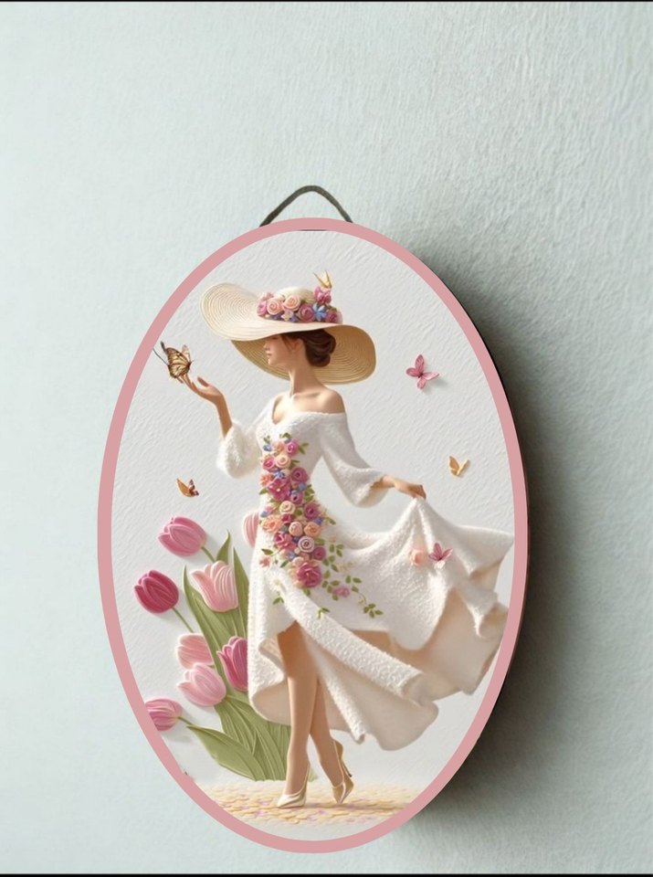 Pastel Renkli Kadın Figürlü Duvar Süsü - Görsel 3