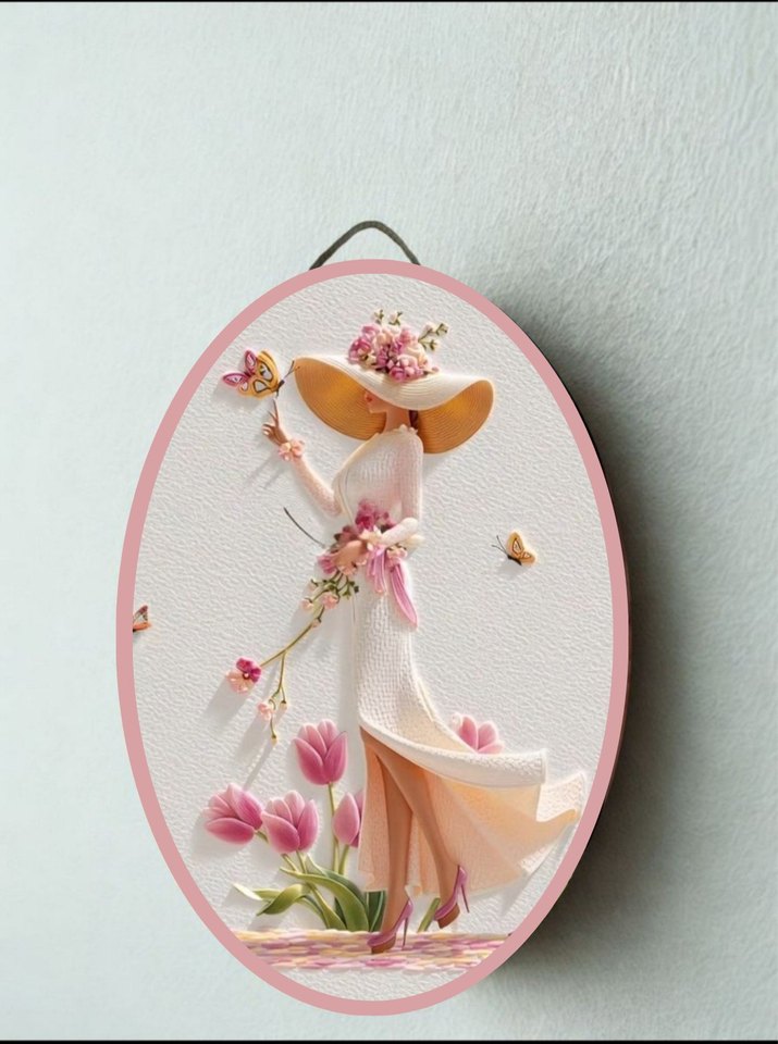 Pastel Renkli Kadın Figürlü Duvar Süsü - Görsel 2