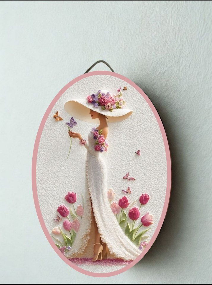 Pastel Renkli Kadın Figürlü Duvar Süsü - Görsel 4