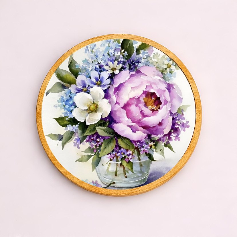 Pastel Renkli Çiçek Desenli 6'lı Bardak Altlığı Seti - Görsel 4