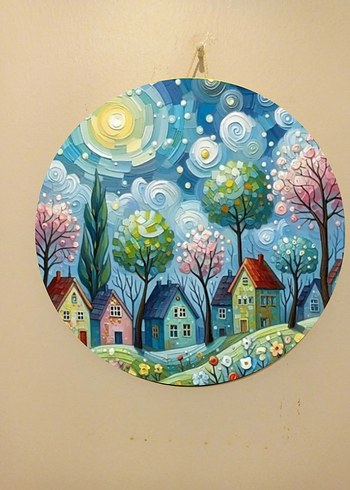 Renkli Manzara Temalı Yuvarlak Tablo Seti - Görsel 2