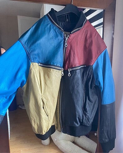 Vintage Özel Dikim Gerçek Deri Bomber Ceket