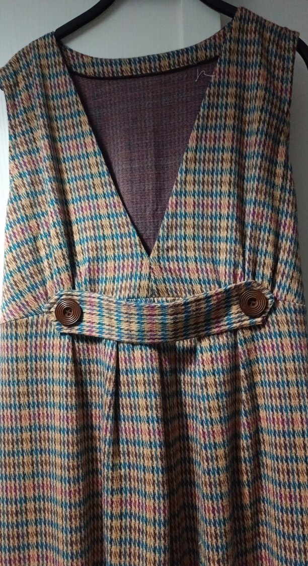 Düğmeli Ekose Desenli Uzun jile Hamile Elbisesi - Görsel 4