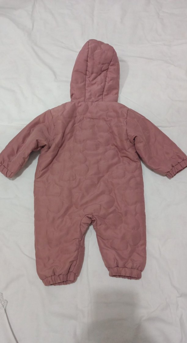 Kapüşonlu Pembe Bebek Tulum - Görsel 2