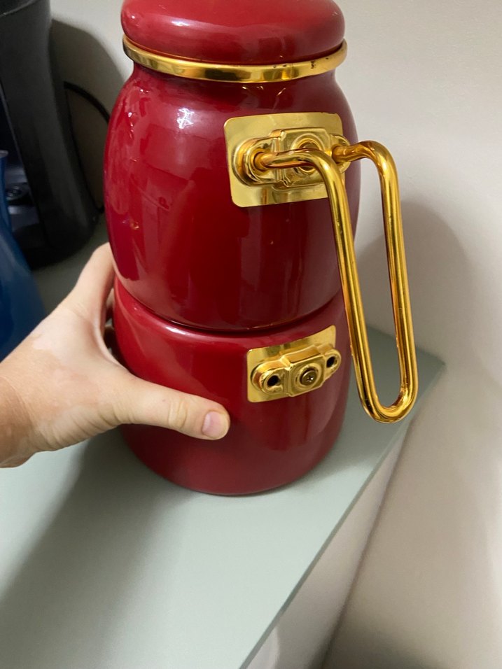 Kırmızı Çaydanlık Seti Altın Detaylı - Görsel 4