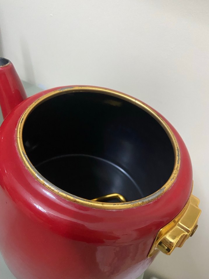 Kırmızı Çaydanlık Seti Altın Detaylı - Görsel 3