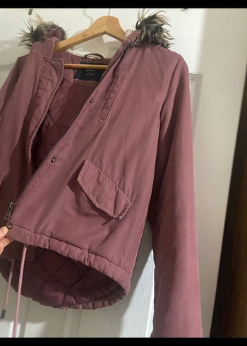 Bordo Kürklü Midi Kadın Mont - Görsel 2